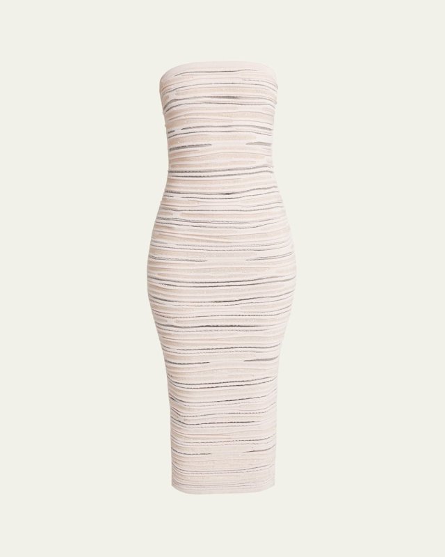 Strapless Glitter Body-Con Midi Dress